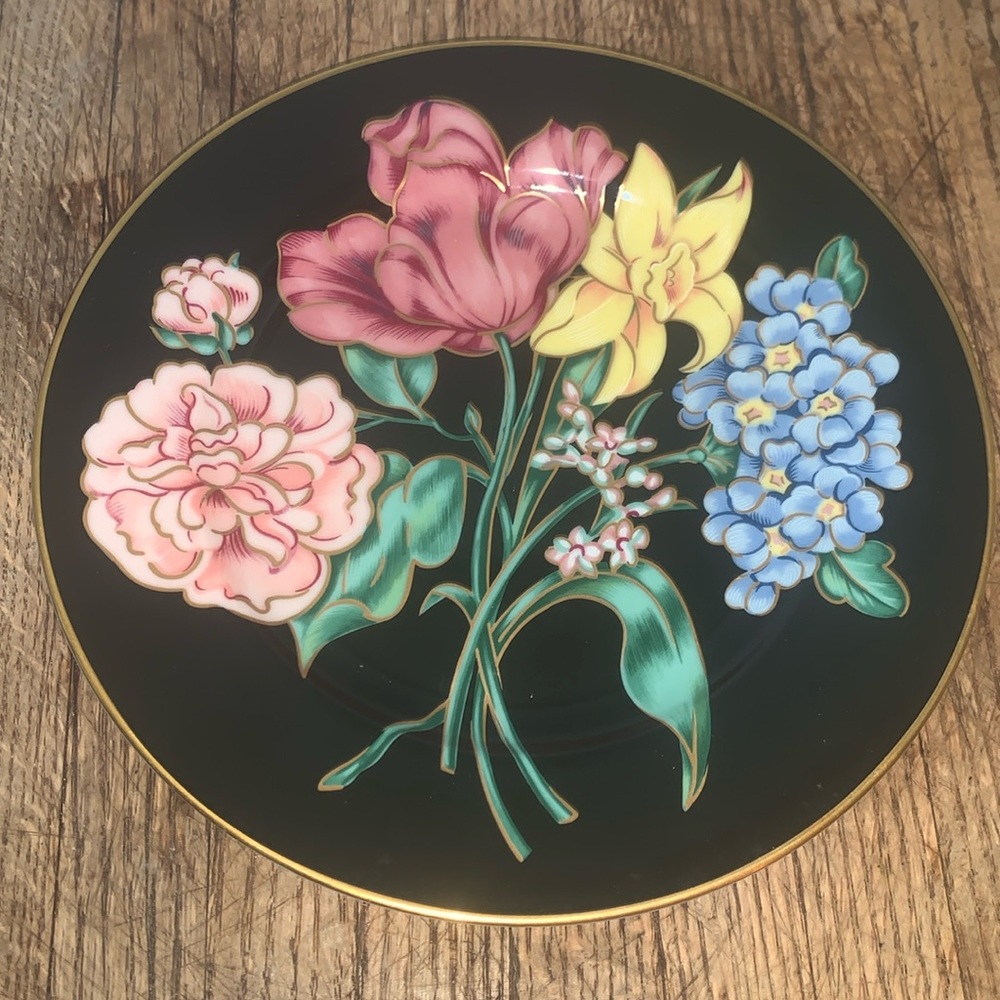 Vintage Fitz & Floyd Bariolage de Fleurs fine porcelain plate